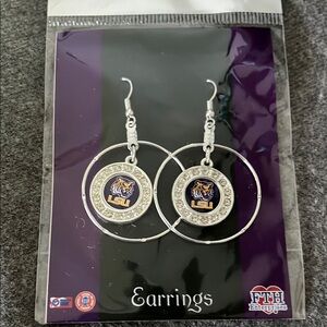LSU Tiger Silvertone Earrings-NIP
